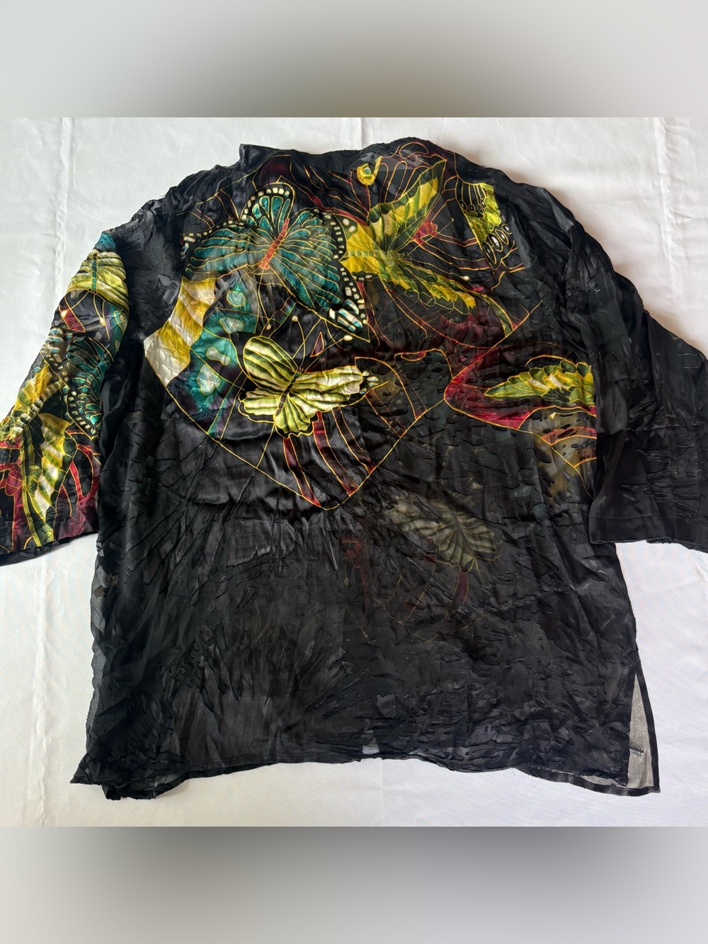 Vintage Citron Santa Monica Silk Butterfly Burnout Top 2X - Picture 2 of 12
